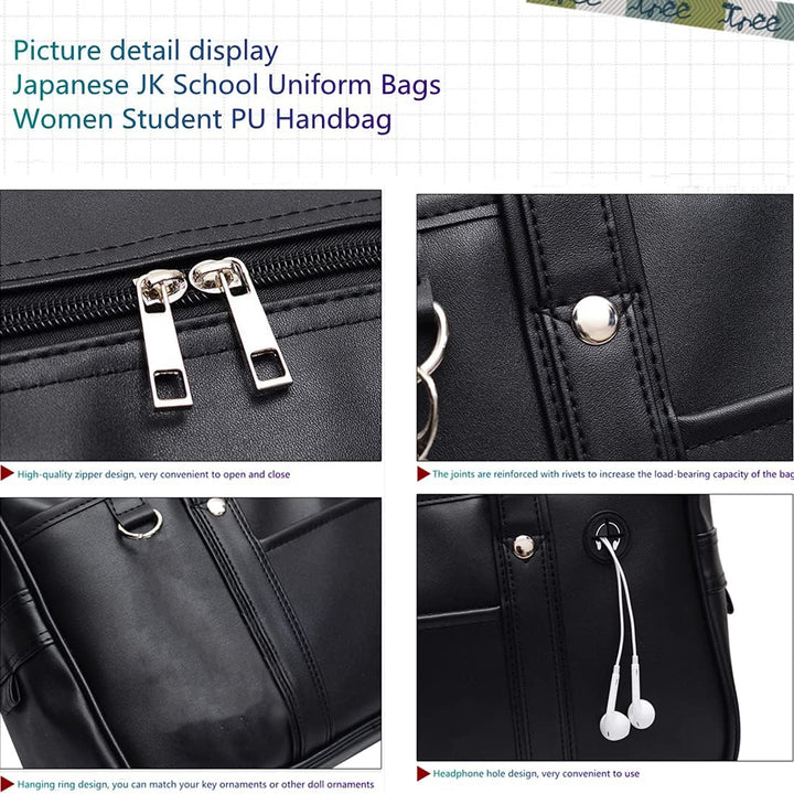 Poywuo Japanische Handtasche Schultasche PU Leder Reisetasche Japan High School Anime Cosplay Studen