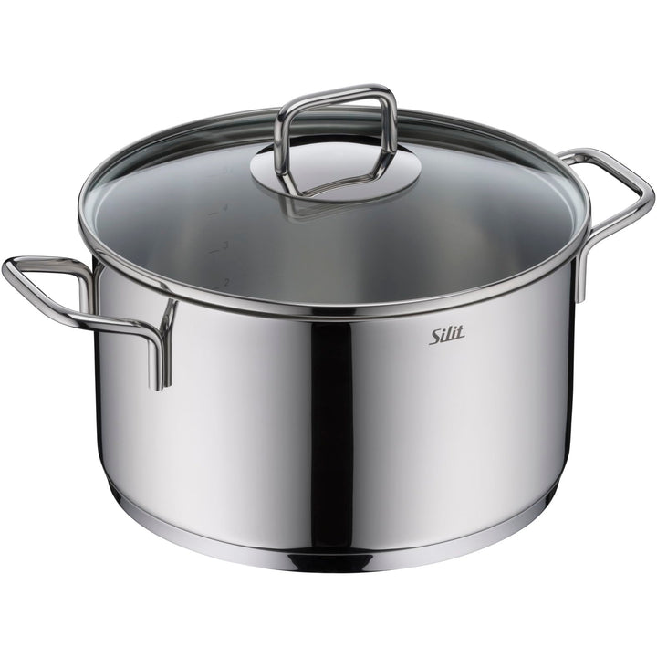 Silit Extra Cook, Kochtopf 24 cm mit Glasdeckel, Innenskalierung, breiter Schüttrand, hochwertiger s