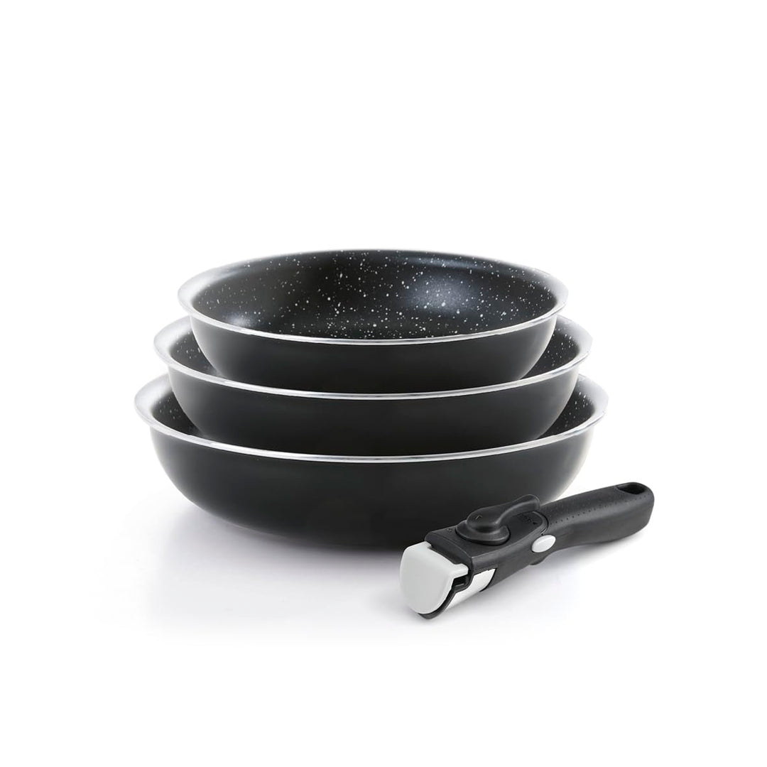 Qdesign - 3er-Set Pfannen 20 & 24 & 28 cm - Wabenstruktur - 3-Schicht-Material - Kratzfest und Antih