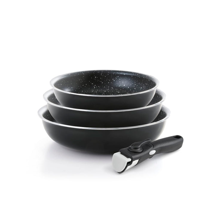 Qdesign - 3er-Set Pfannen 20 & 24 & 28 cm - Wabenstruktur - 3-Schicht-Material - Kratzfest und Antih