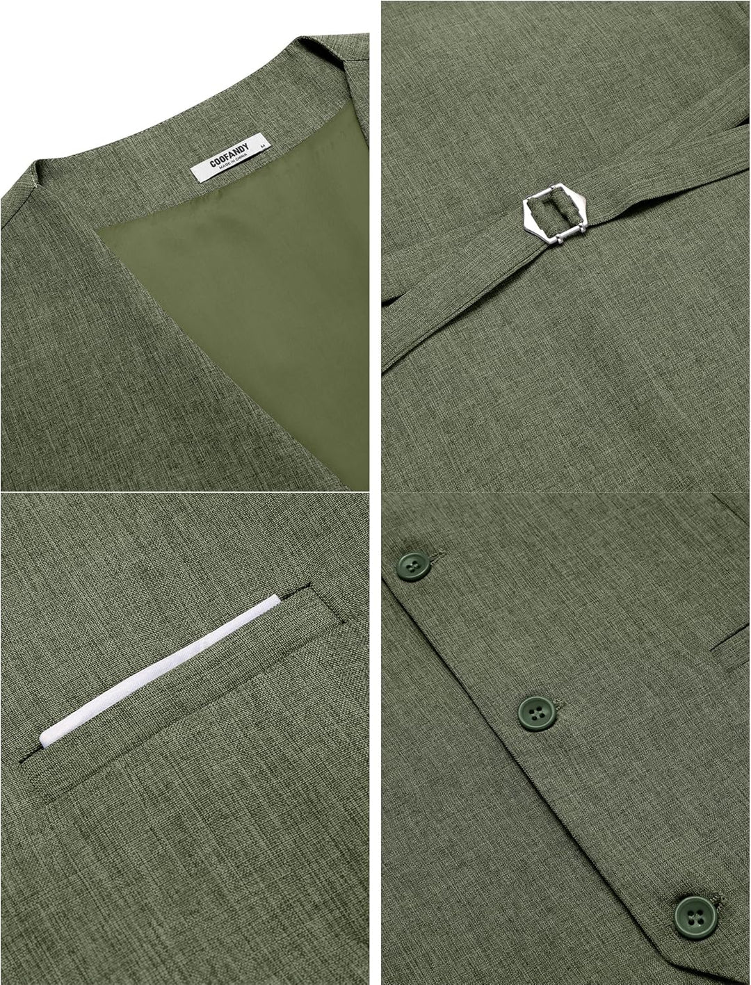 COOFANDY Weste Herren Anzug mit Taschen Anzugweste Gilet Casual Hochzeitsweste V-Ausschnitt Business