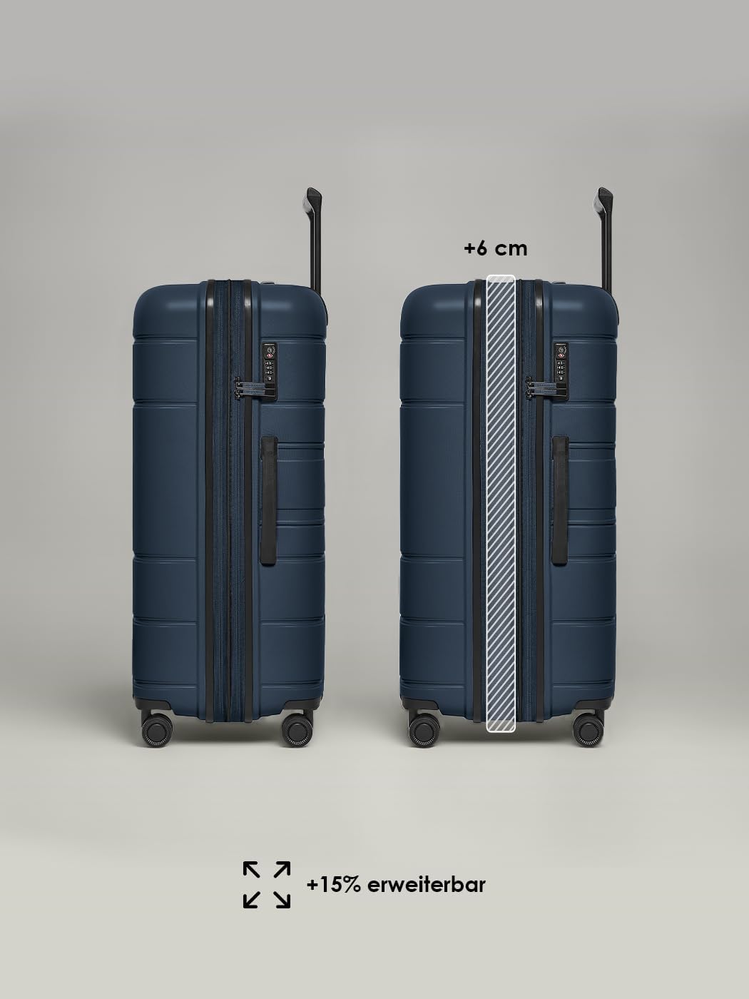 REDOLZ Hartschalen Check-in Koffer | Grosser XL Trolley 51 x 32 x 76 cm mit Dehnfalte aus hochwertig