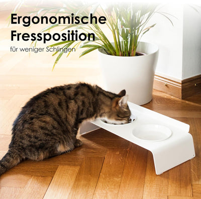 LucyBalu® Erhöhte Doppel-Futterstation Katze | Ergonomischer Katzennapf erhöht | Erhöhter Futternapf