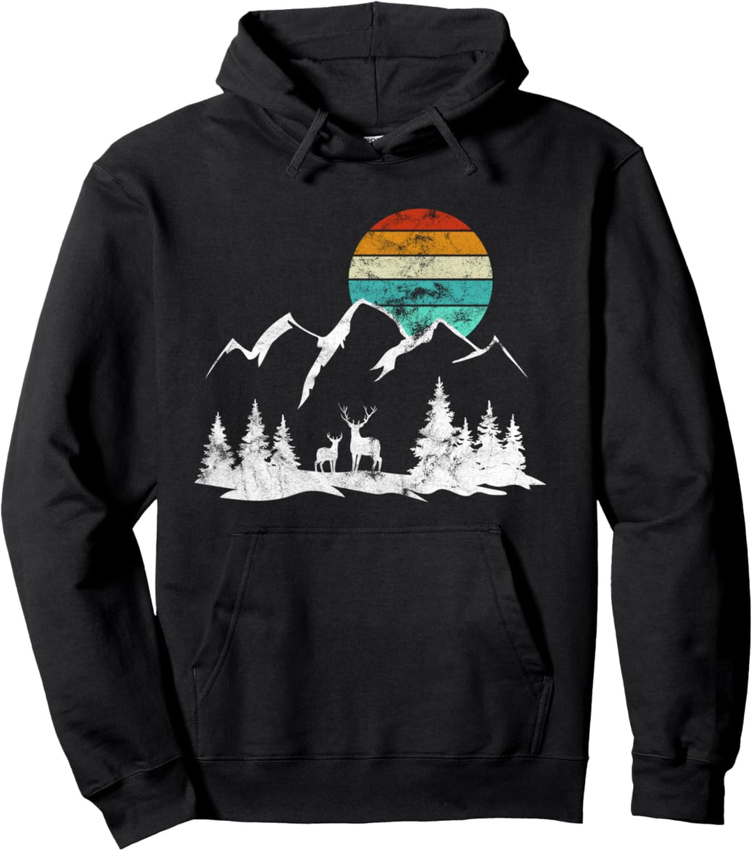 Landschaft Elch Vintage Retro Geschenk Idee Pullover Hoodie