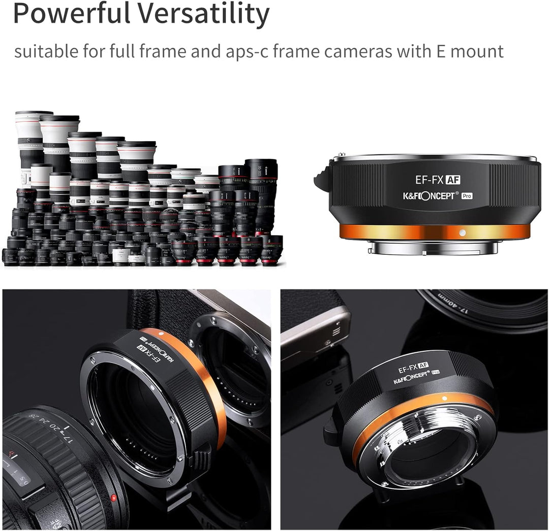 K&F Concept EF/EF-S auf FX elektronischer Objektivadapter, Autofokus Objektivadapterring kompatibel
