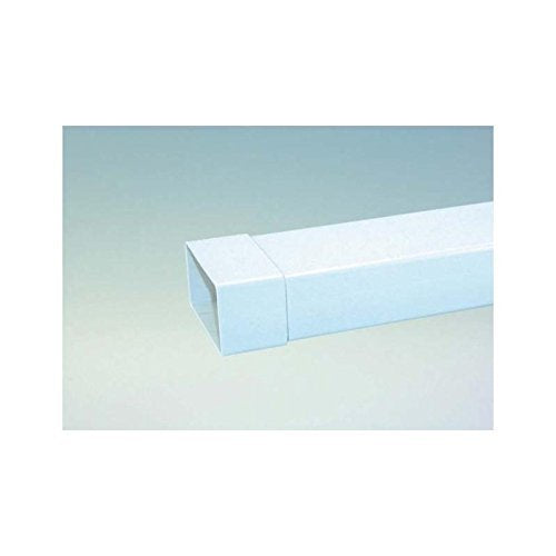 Flachkanal 125er Abluftsystem Vierkantrohr L 100 cm in weiss Ablufttechnik mit Muffe lose aufgesteck