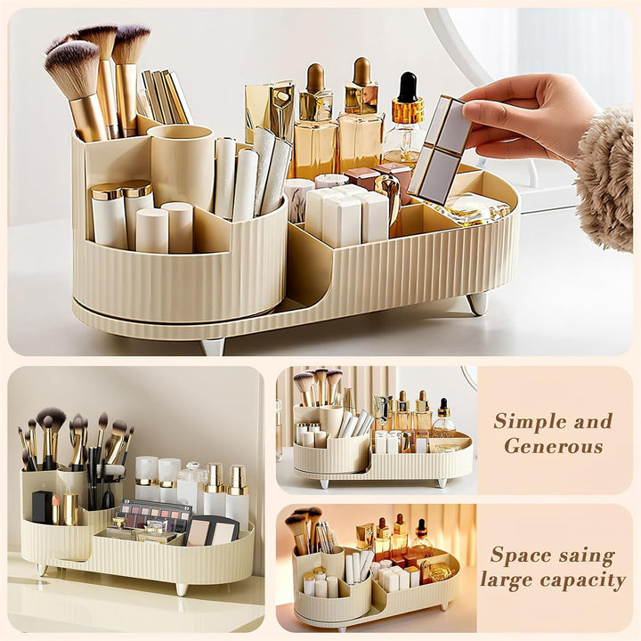 Cinnani Make Up Kosmetik Organizer, 360° Drehbarer Beauty Organizer, Multifunktionale Kosmetikaufbew