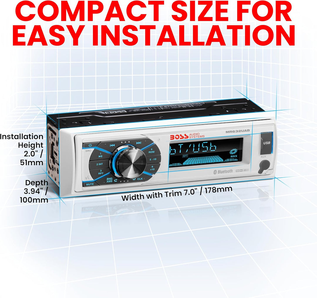 BOSS Audio Systems mr632uab 200 W Bluetooth weiss Empfangsgerät für digitale Instrumente, Empfangsge