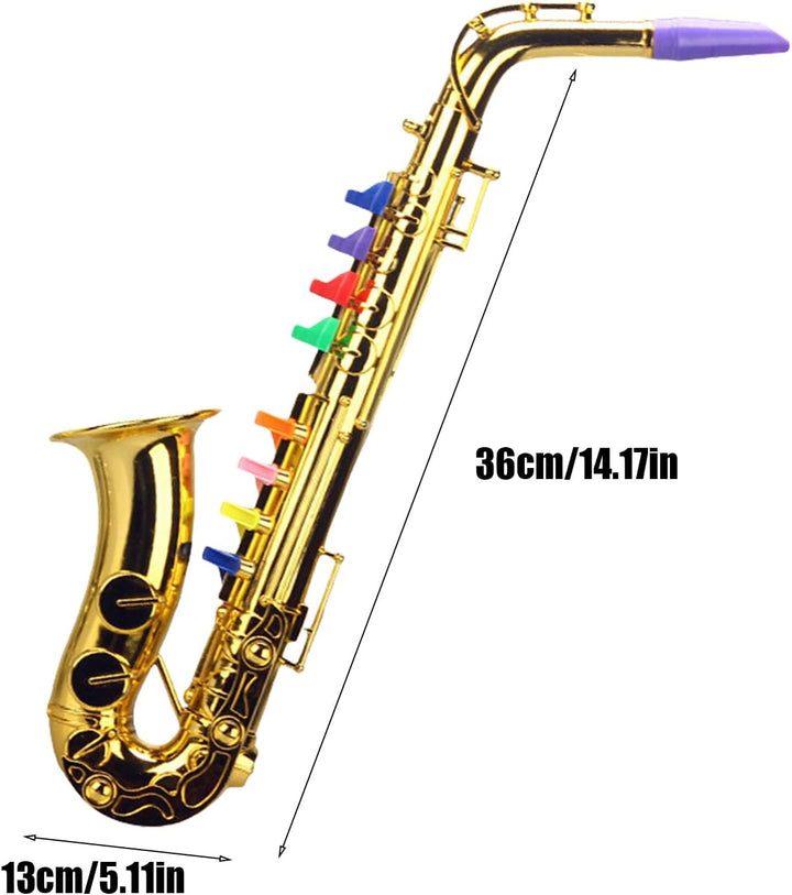 Spielzeug-Saxophon – 13 x 36 cm, goldenes Kinder-Trompetenspielzeug, fördert die Kreativität | ABS-M