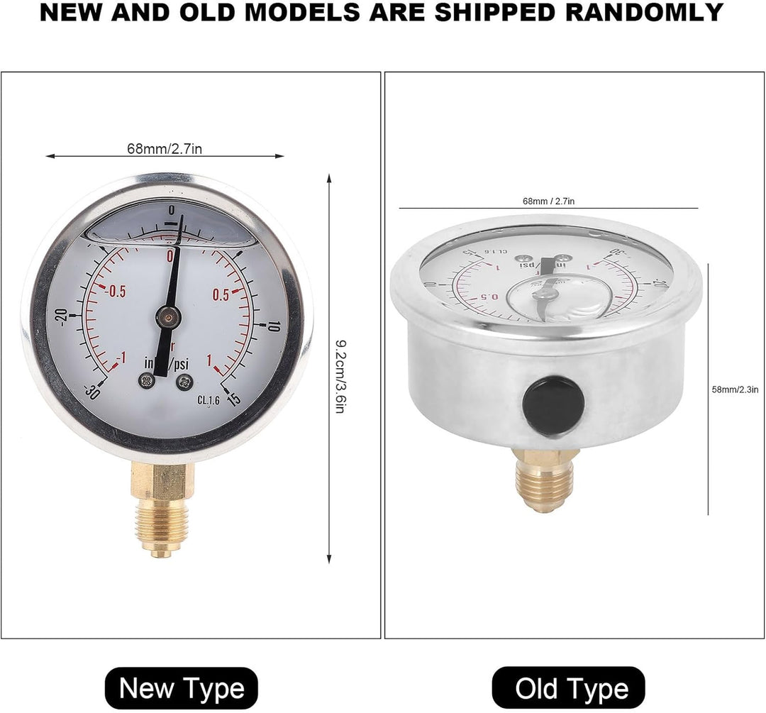 Dual Scale Manometer 1/4 BSP Back Mount Manometer Radialölgefülltes Vakuum Druckmessgerät