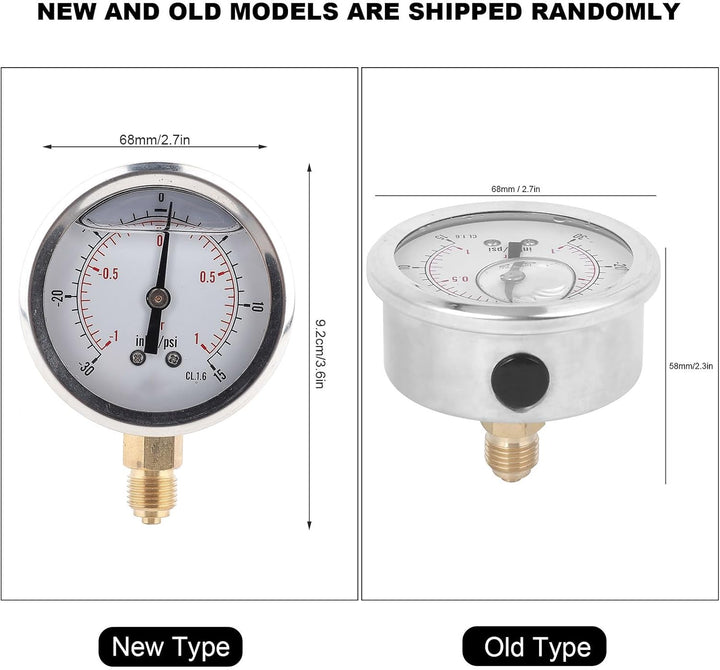 Dual Scale Manometer 1/4 BSP Back Mount Manometer Radialölgefülltes Vakuum Druckmessgerät