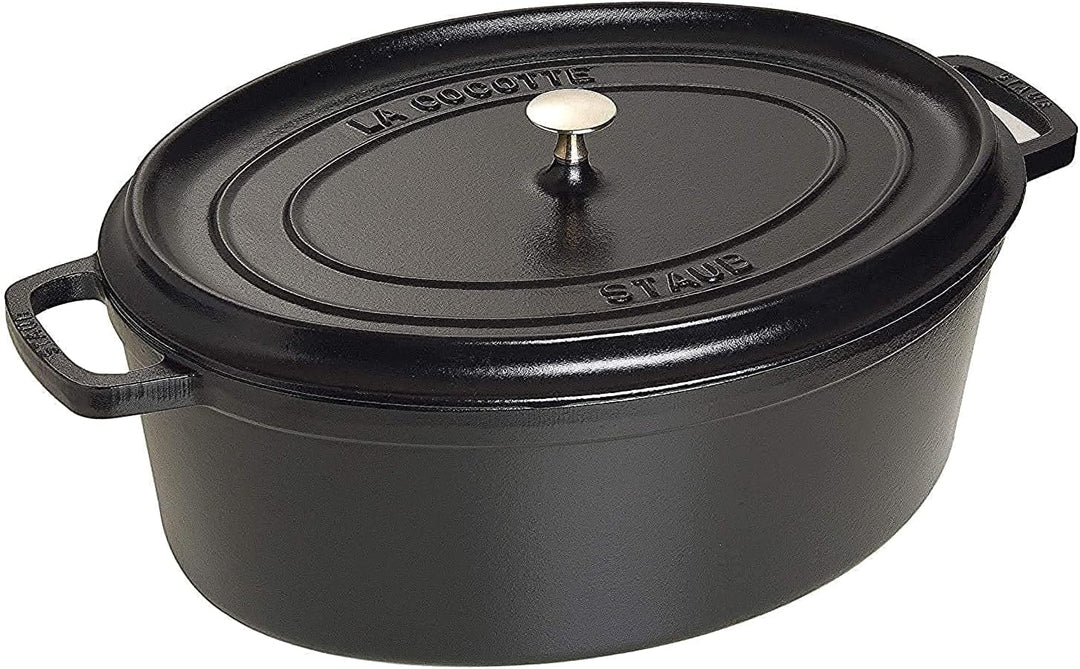 STAUB Gusseisen Bräter/Cocotte, Oval 31 cm, 5,5 L, Aromaregen Funktion, Für alle Herdarten geeignet,