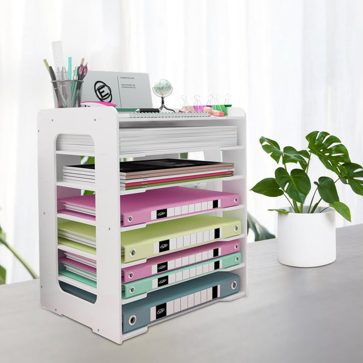 7-Tier Schreibtisch Organizer A4, Briefablage Stapelbares Dokumentenablage, A4 Papier Aktenaufbewahr