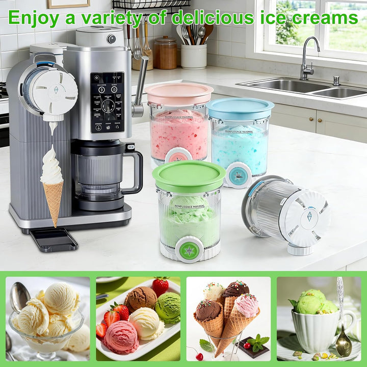 Qingning 4 Stück Behälter für Ninja Swirl by CREAMi, 480 ml Eisbehälter Set für Ninja Creami NC701 &