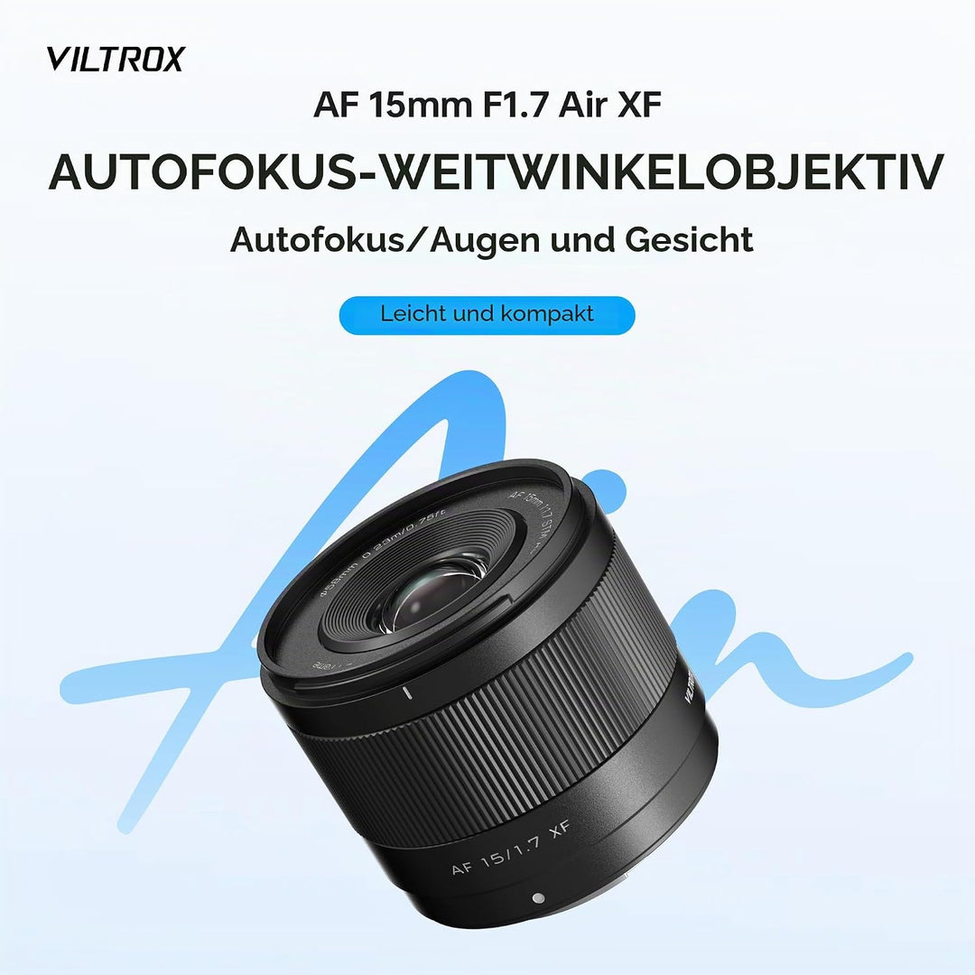 VILTROX AF 15mm F1.7 Objektiv für Fuji X-Mount, f/1.7 APS-C Autofokus-Mittelteleobjektiv, kompatibel