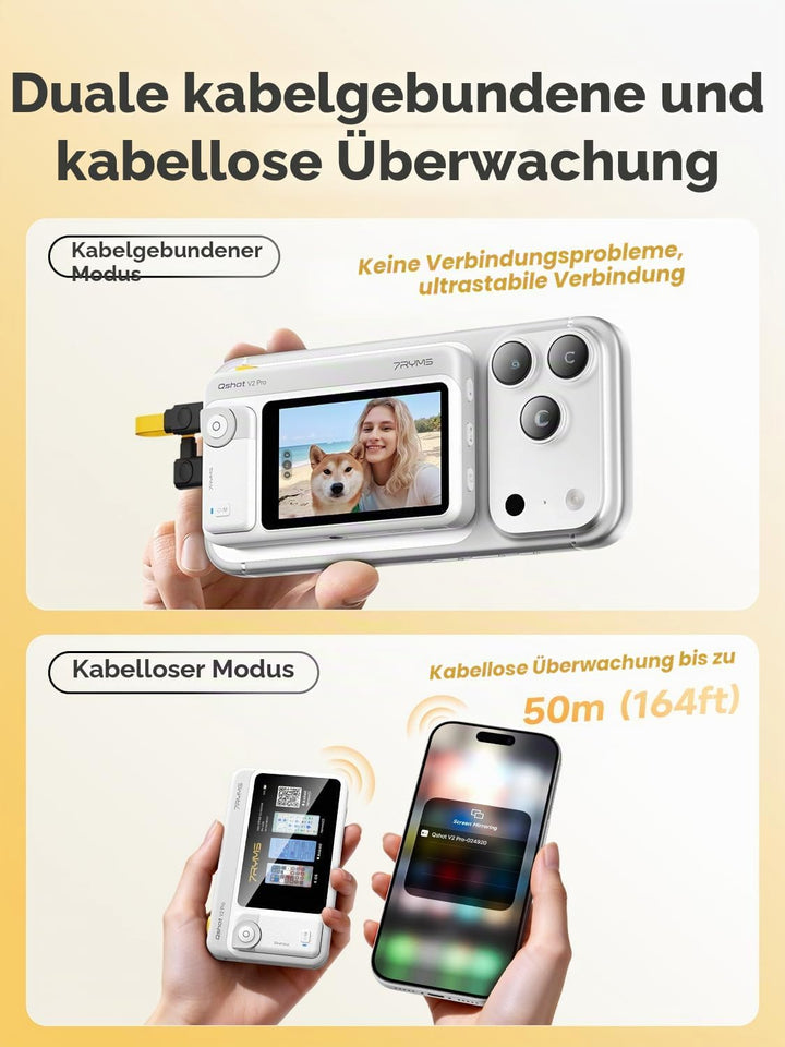 7RYMS Qshot V2 Pro Selfie Monitor, Magnetischer Smartphone Rückkamera Bildschirm für iPhone &amp; Androi