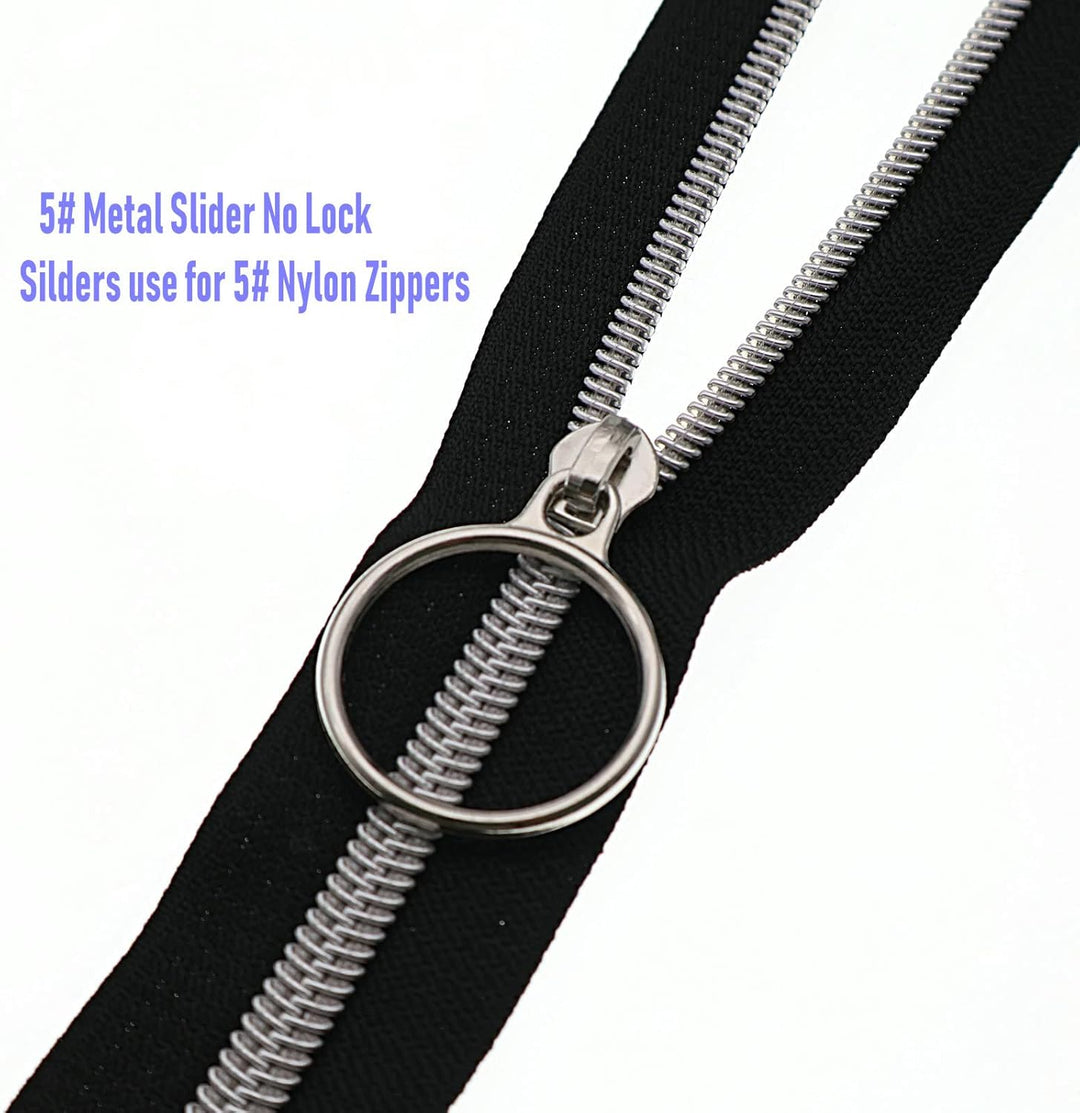 Leekayer The Yard #5 Silber-Metallic-Nylon-Spulen-Reissverschlüsse von The Yard Bulk 9,1 m schwarzes