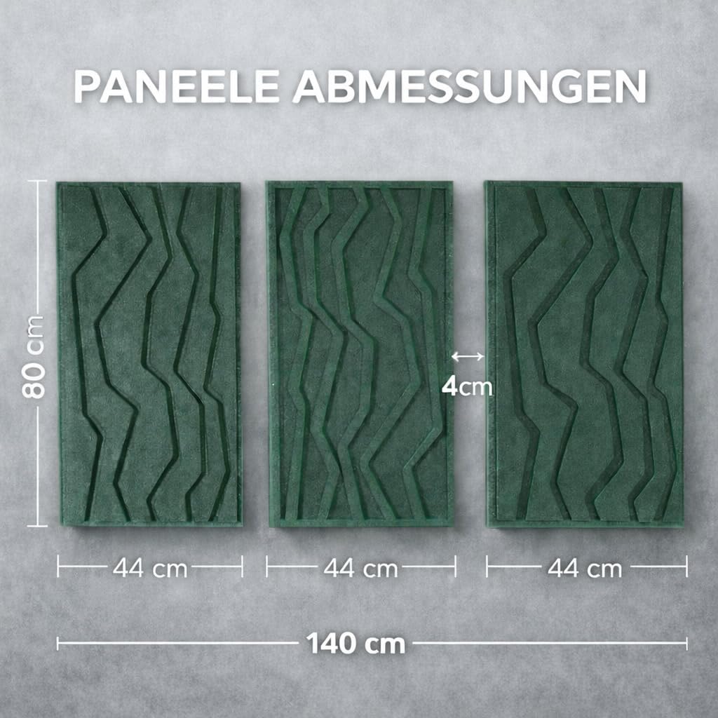 NIC’BRUX® Akustikpaneele Set 3er 80x44 cm – Modernes Akustikbild Wanddesign aus PET-Filz | Schallabs
