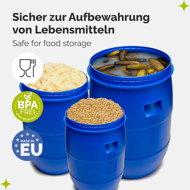 Garronda Set 2X 220 Liter Regentonne mit Deckel Weithalsfass aus HDPE Regenfass für Garten Fass 220l