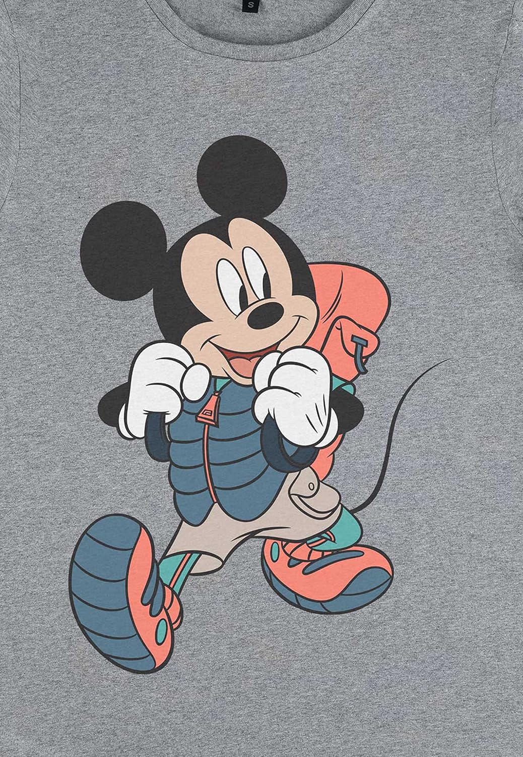 Disney Damen Classic-Hiker Mickey Women's Organic Rolled Sleeve T-Shirt M Melange Grey, M Melange Gr