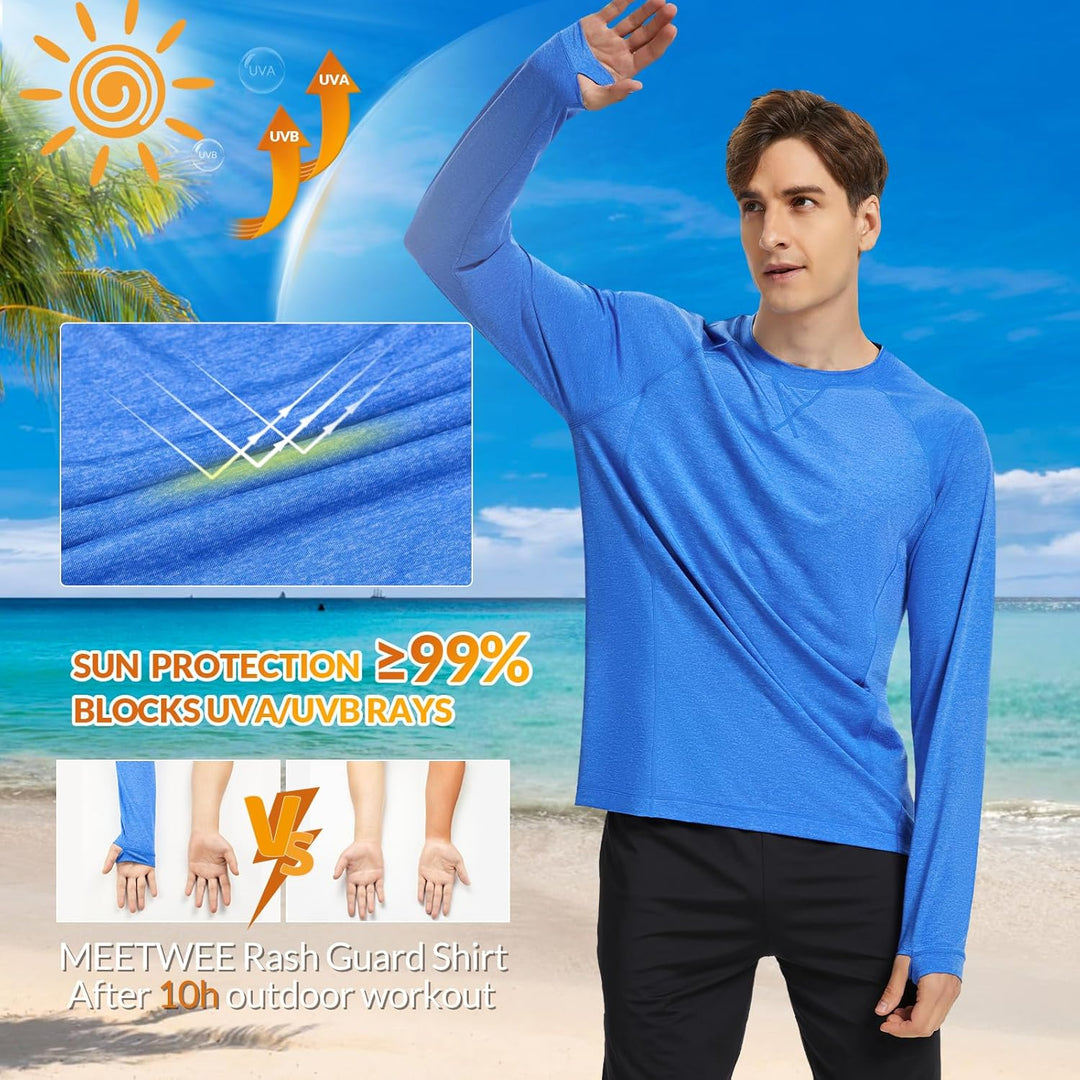 MEETWEE UV-Shirt für Herren, lang/kurze Ärmel, UPF 50+, Rashguard, UV-Schutz, atmungsaktiv, schnell