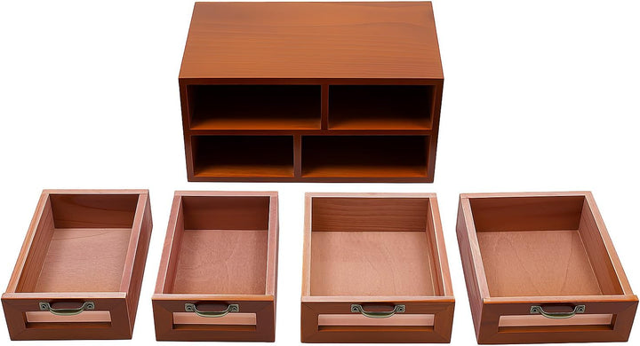Holz Schubladenbox, Aufbewahrungschrank mit 4 Schubladen, Holz Schubladenschrank, Desktop-Organisato