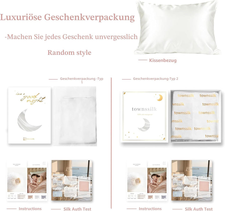 townssilk Beidseitig 100% 19mm Pure Maulbeerseide Kissenbezug für Haar und Haut Gesundheit, 1 Stück