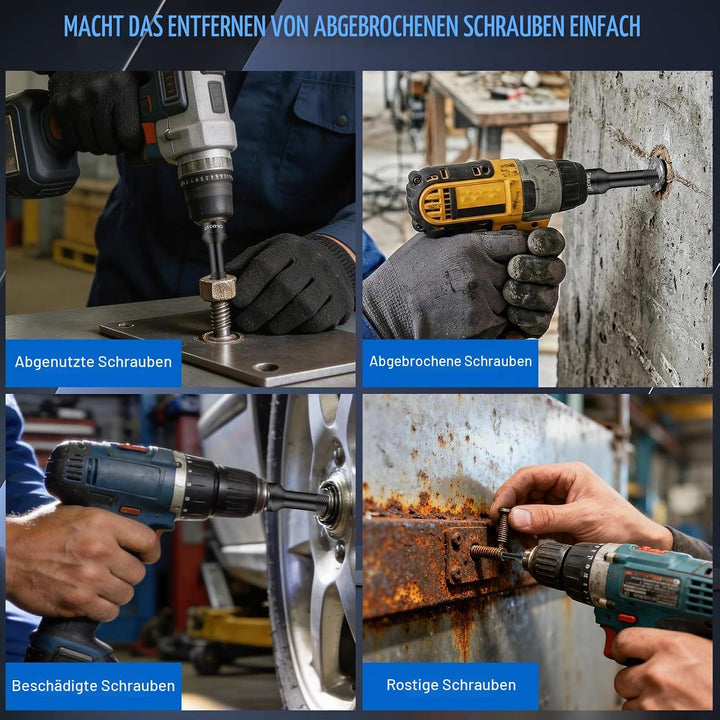 7 Stück Schraubenausdreher Set Profi, 12,5 Mm 1/2 Zoll Vierkantkopf Beschädigter Schraubenauszieher
