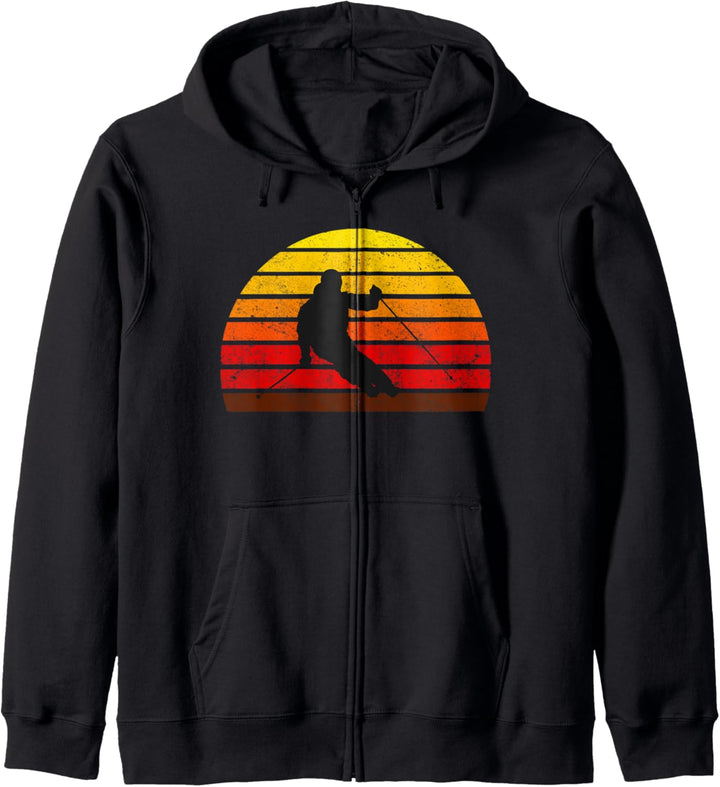 Retro Mountain Skiing - Vintage Abfahrt Ski / Skipiste Kapuzenjacke