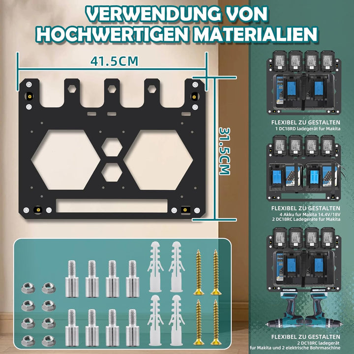 Wandhalterung für Makita ,Akku halterung für makita 4er Akkuhalter ,14,4V/18V Anwendbar auf makita w