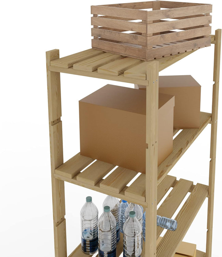 Lenmar Serie B Holzregal, Kiefer, Holz, Hellbeige, B-22 170 x 70 x 40 cm, 5 Böden, Bücherregal, Holz