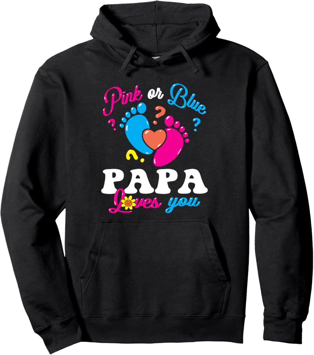 Rosa oder Blau Papa Loves You Baby Gender Reveal Party Dad Men Pullover Hoodie