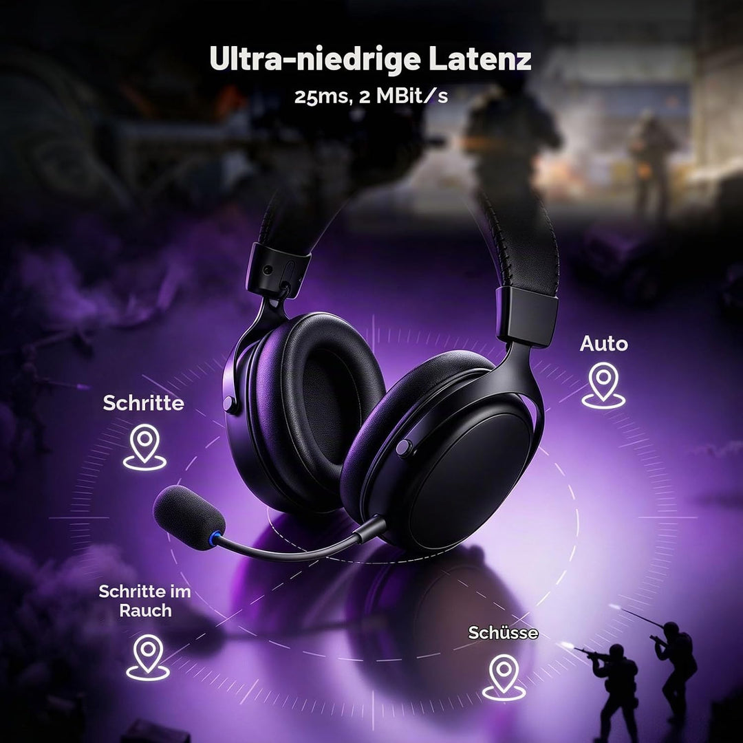 Akko Verge S9 Gaming Headset Kabellos 25ms Niedrige Latenz 250H Akku | Ultraleichtes 270g, 53mm Trei