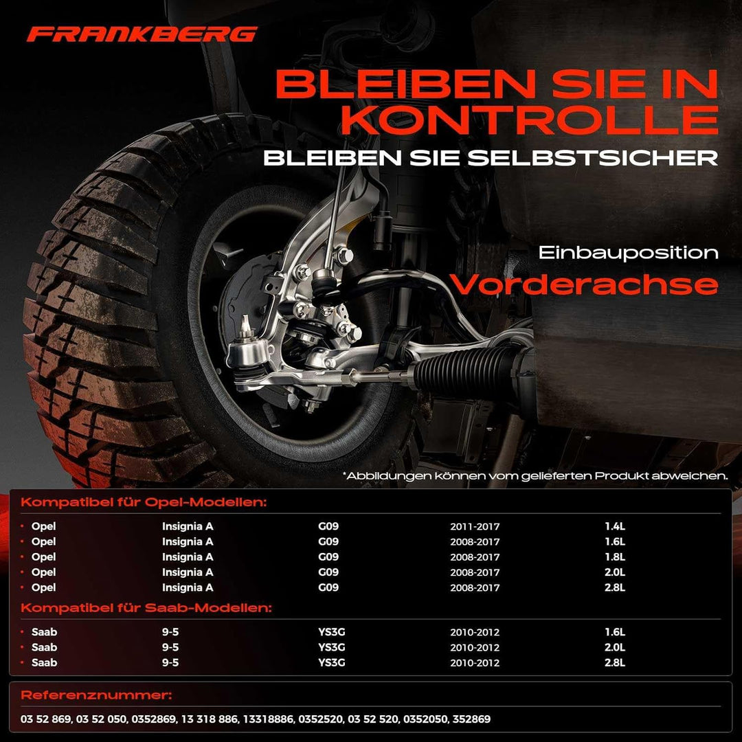 Frankberg Querlenker Vorderachse Links Unten Kompatibel mit Insignia A G09 2008-2017 9-5 YS3G 2010-2
