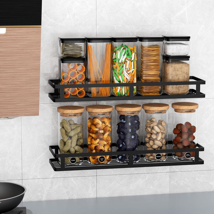 Wisfame Duschablage Ohne Bohren Schwarz, 40cm Kleberegal Bad Duschregal Ohne Bohren 2 Stück, Wasserd