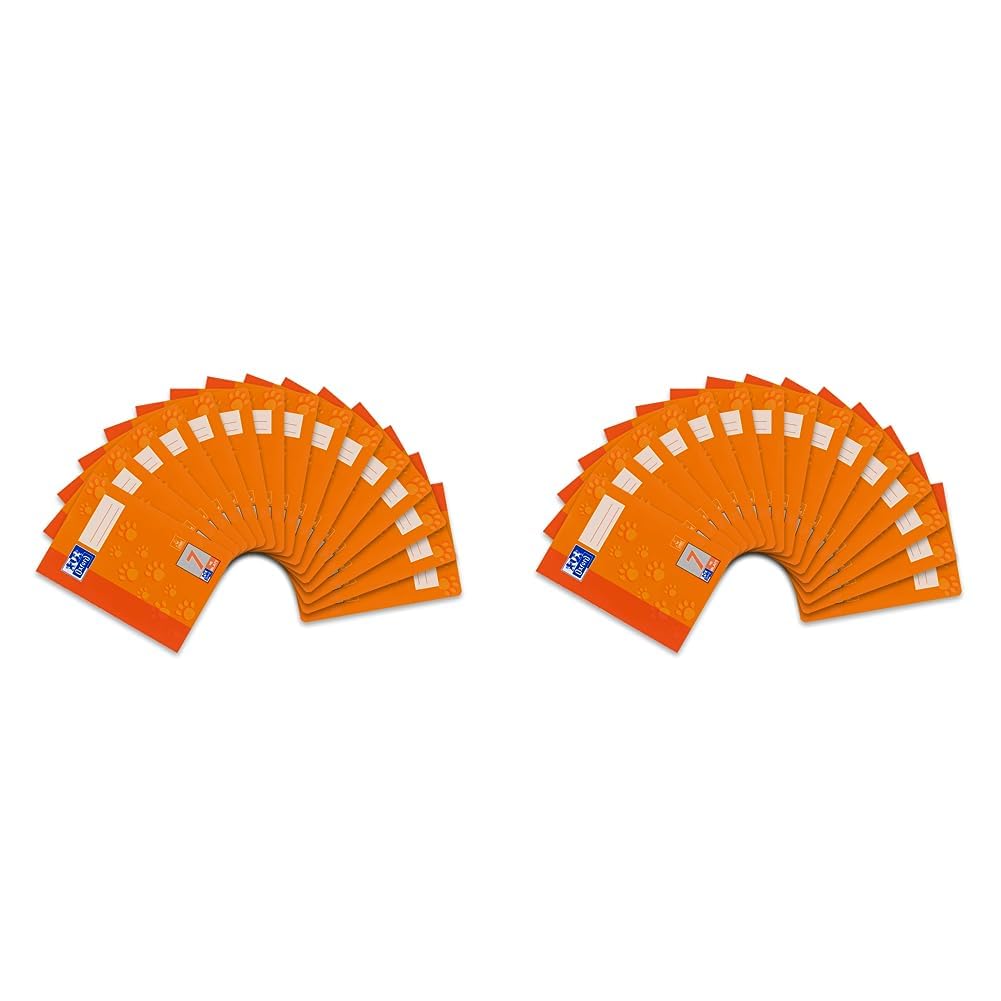 Oxford Schulheft A5, Lineatur 7, 16 Blatt, orange mit Tatzen, 15 Stück (Packung mit 2) 15 Stück 16 B