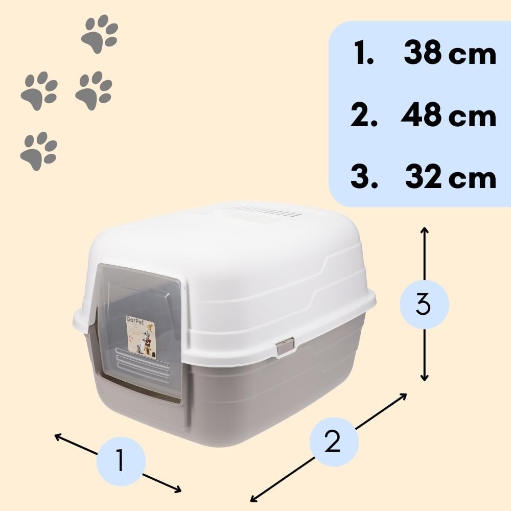 Katzenklo mit Deckel Aktivkohlefilter Katzentoilette Katzen WC Hauben Toilette Klo grau modernes Des