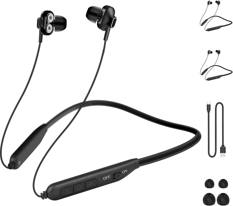 MAS CARNEY [2 Stück] BI2 Bluetooth Kopfhörer In Ear, Dual Drivers Kabellose Nackenbügel-Ohrhörer mit