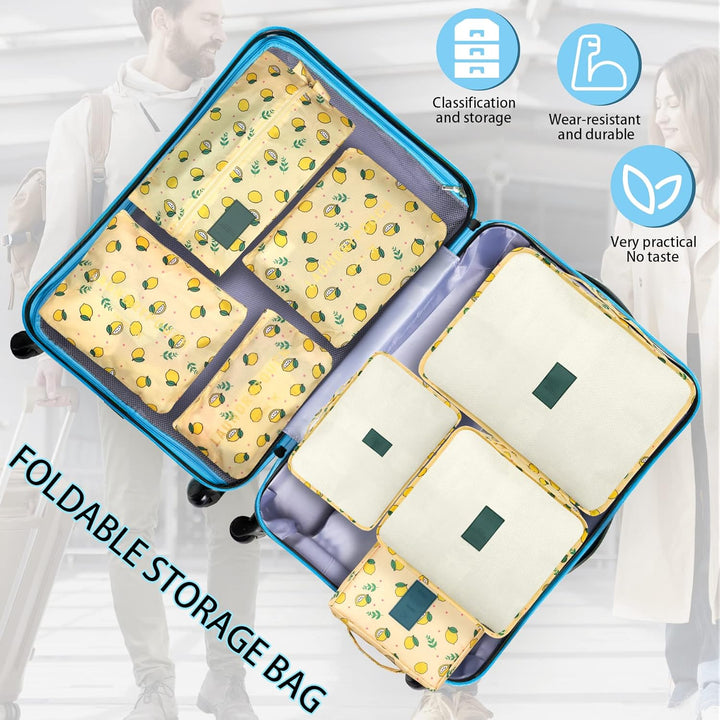 Coolzon Packing Cubes Koffer Organizer, 8 Stück Kofferorganizer Packtaschen Packwürfel mit Schuhbeut
