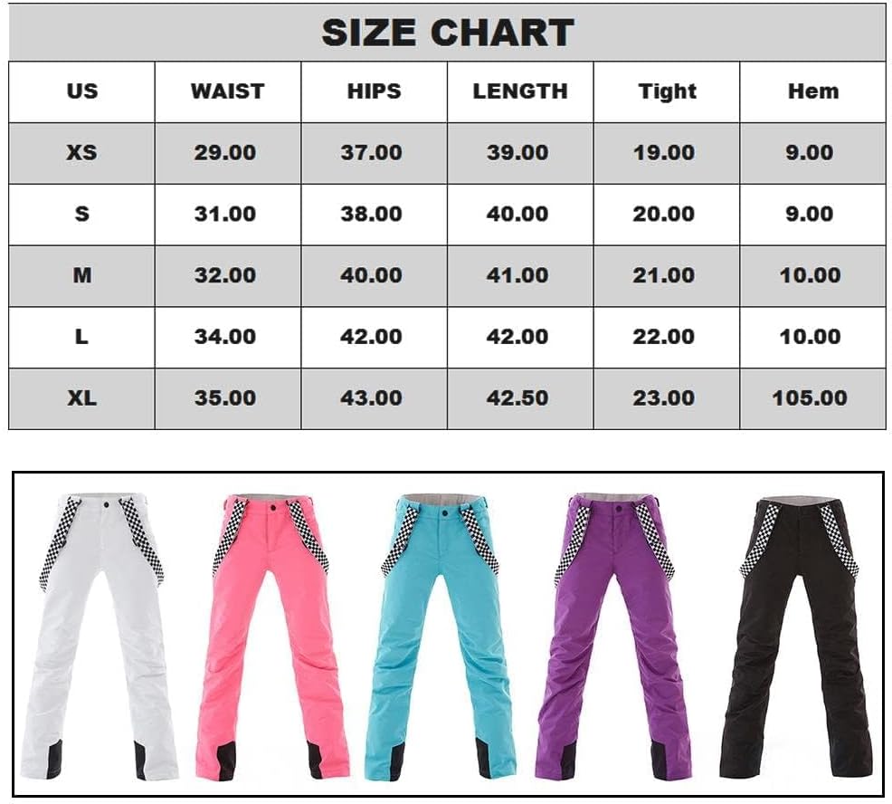 ALSOGO Skihose Damen wasserdichte Professionelle Schneehose Winddichte Hosenträgerhose Winter Outdoo