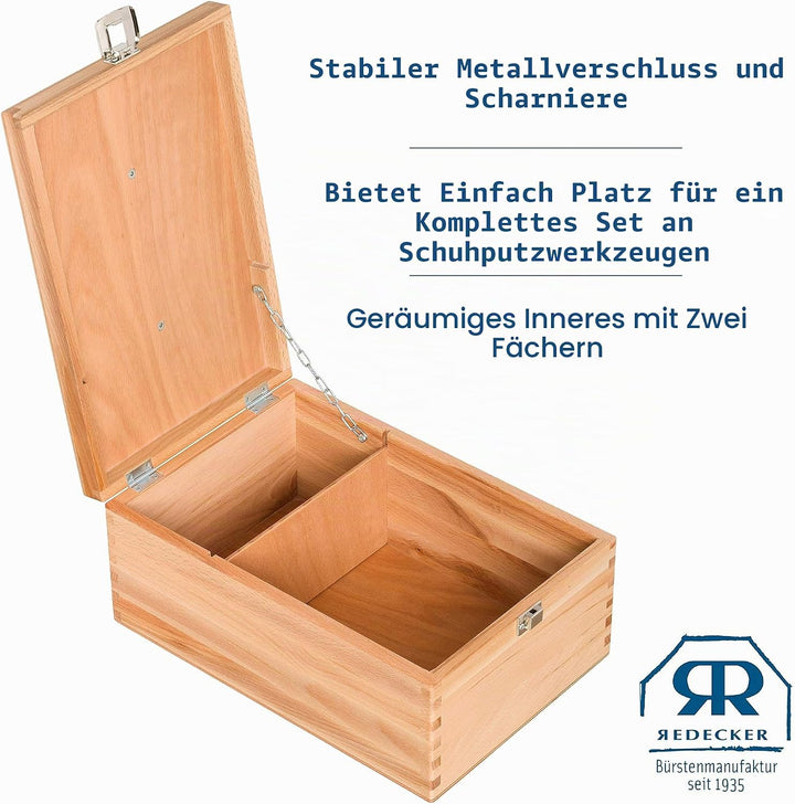 Redecker Schuhputzkasten mit Klappdeckel aus Buche