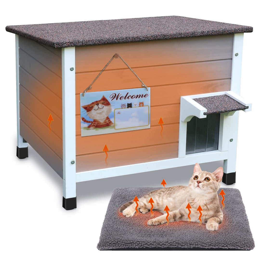 Outdoor Katzenhaus, 100% isoliert Outdoor-Katzenhäuser mit Matte für Winter für verwilderte Katzen w