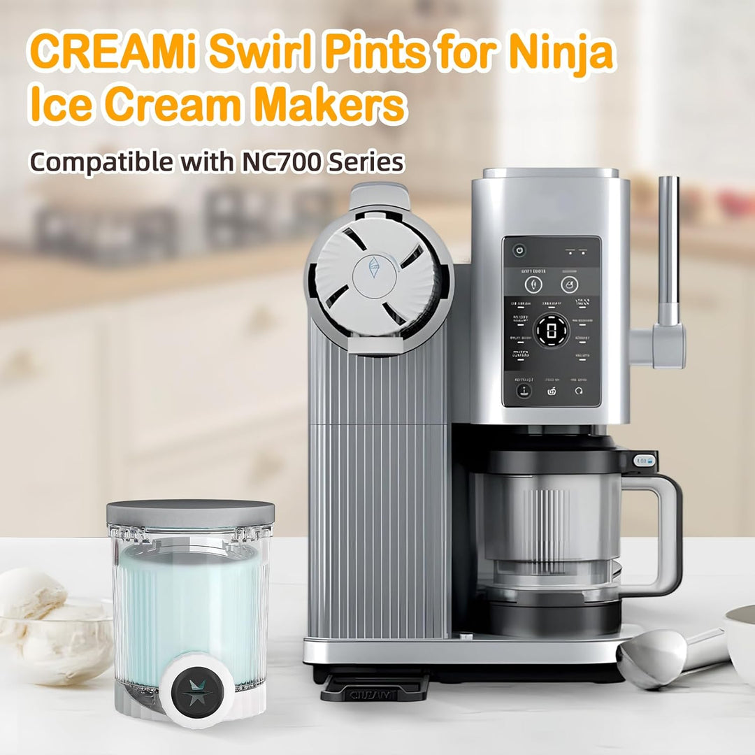 2 Stück Behältern für Ninja Swirl CREAMi, Kompatibel mit Ninja Creami NC701EU NC700 Serie Softeismas
