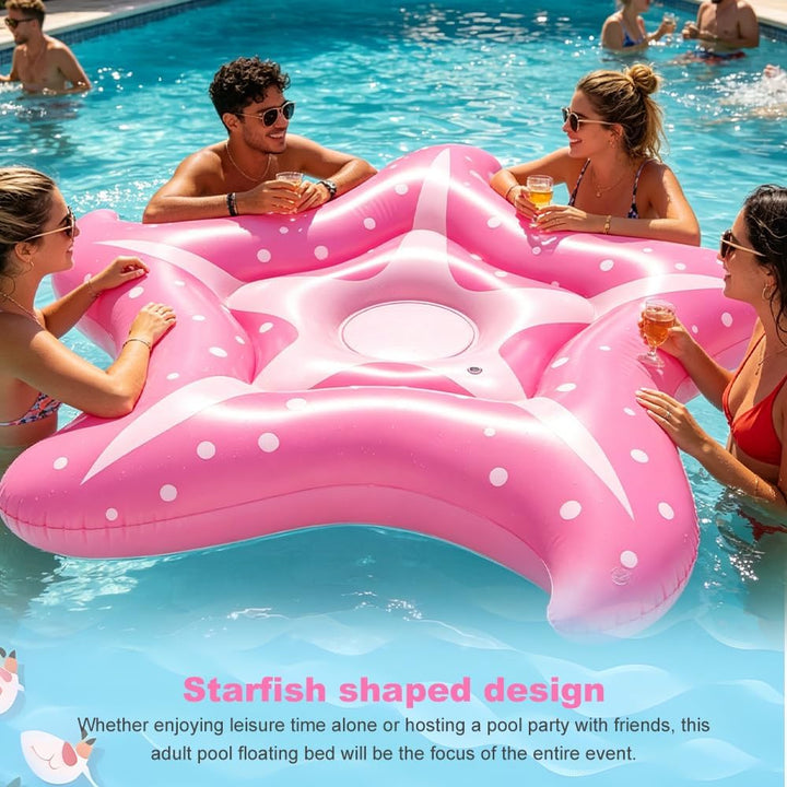 Mineup 150cm Luftmatratze Pool Seestern, Aufblasbares Schwimmbett Mit 1 Luftpump, Wasserhängematte E