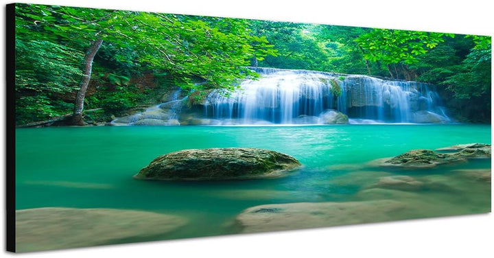 Paul Sinus Art Panoramabild auf Leinwand und Keilrahmen 150x50cm Thailand Nationalpark Wasserfall Wa