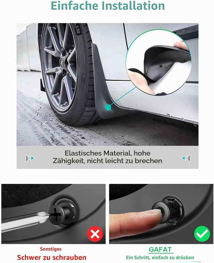 [4 Stück] GAFAT Tesla Model 3 2017-2022 2023 Schmutzfänger, Kotflügel, Spritzschutz Auto, Kunststoff