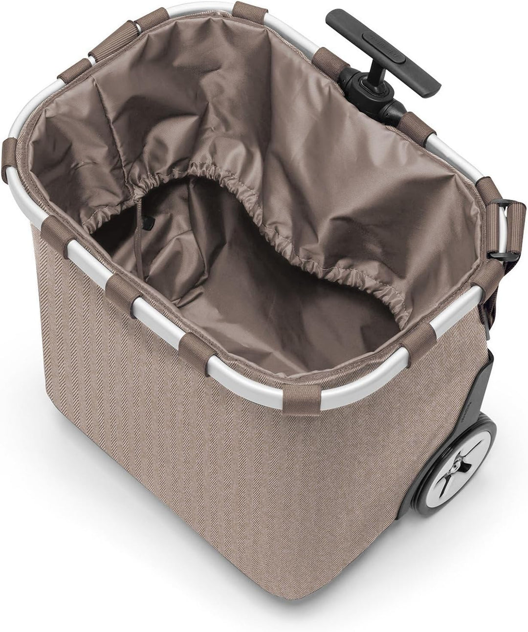 reisenthel carrycruiser Herringbone Mokka – Tragbarer Einkaufstrolley mit stabilem Aluminiumrahmen,