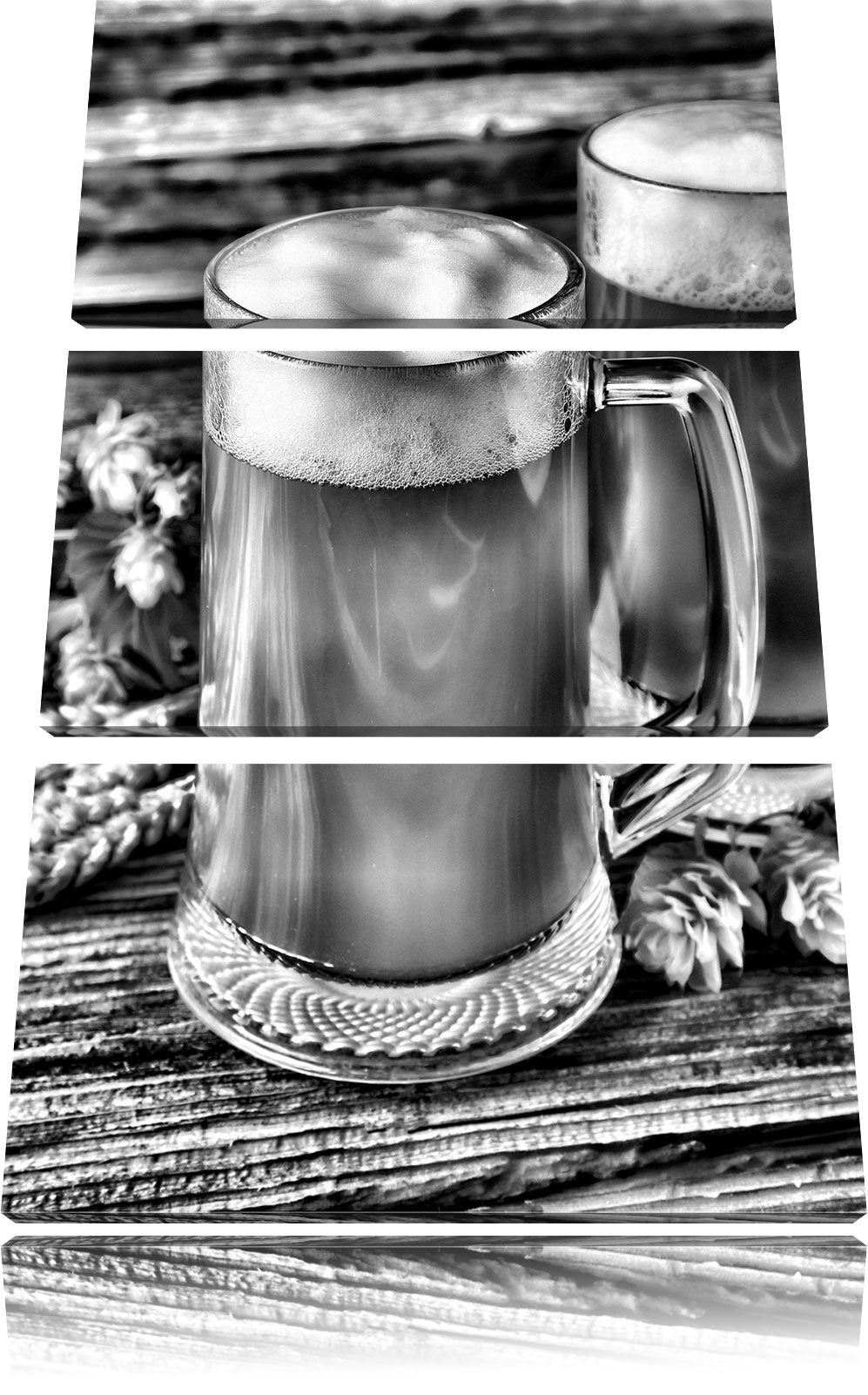 Pixxprint Bier Bierglas als Leinwandbild/Grösse: 3 Teilig (120x80 cm) cm/Wandbild/Kunstdruck/fertig