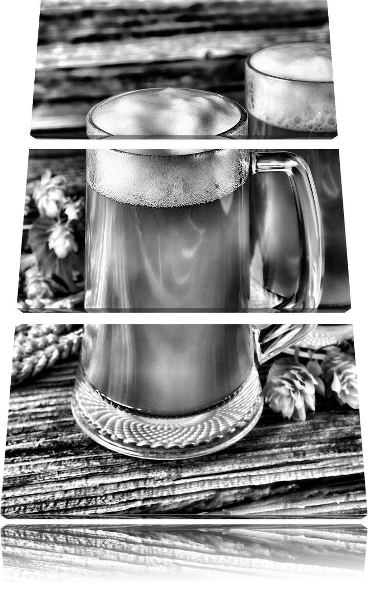 Pixxprint Bier Bierglas als Leinwandbild/Grösse: 3 Teilig (120x80 cm) cm/Wandbild/Kunstdruck/fertig