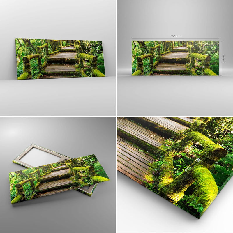 Panorama Bilder auf Leinwand 100x40cm Leinwandbild Asien natur park brücke Gross Wanddeko Bild Schla